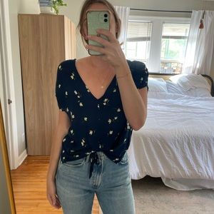 Navy floral summer top